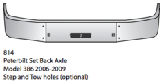 Bumper 18" Chrome Peterbilt 386 (2006-2009) Set Back Axle w/ Step & Tow Holes