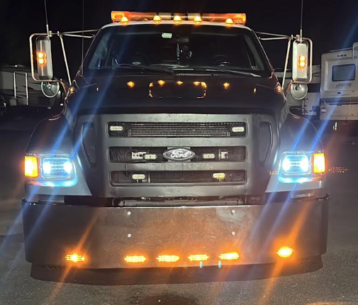 Bumper 18" Chrome w/ 6 Slotted Oval Light Holes Ford F-650 Heavy Duty (2005-2018). Cummins 5.9L Engine