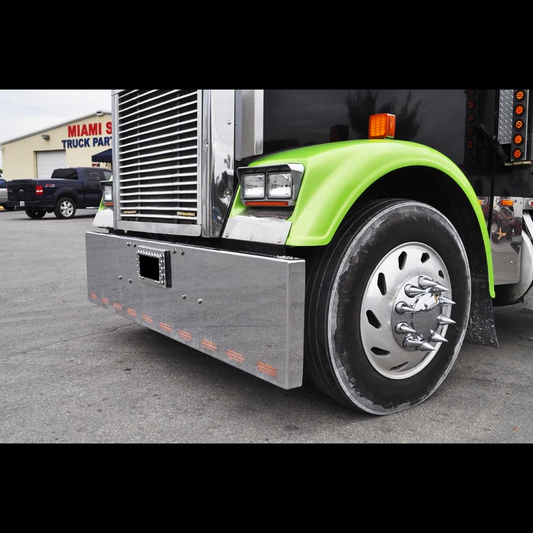 Bumper 20" Chrome Freightliner Classic (2003 And Older) Box End, Center Tow Hole, 10 Hidden Light Holes