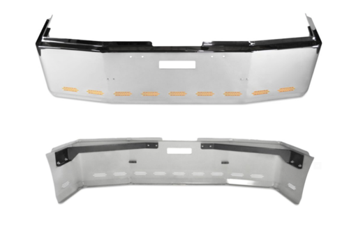 Bumper 20" Chrome Freightliner FLD120 / FLD112 Fits All Year. Aerodynamic, Wrap Around, Tow And 11 Hidden Light Holes