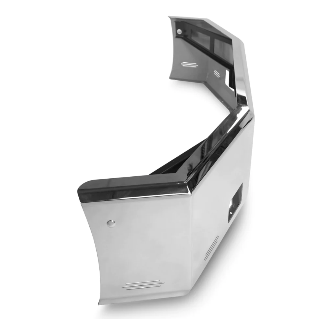 Bumper 20" Chrome Kenworth T800 (1986-2003) Aero, Grille Insert w/ Tow, Fog & 9 Hidden Light Holes