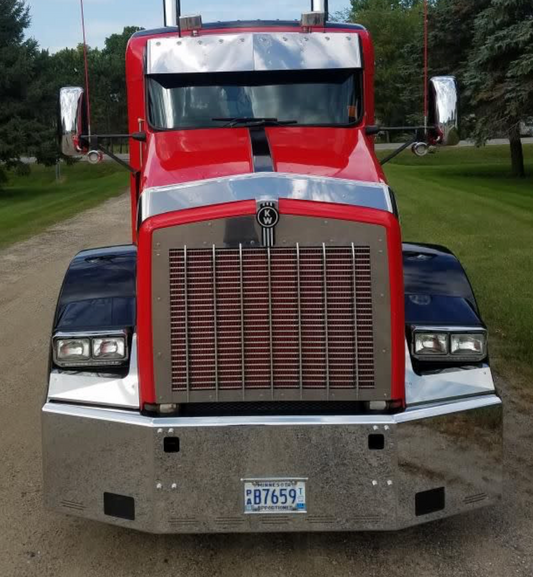 Bumper 20" Chrome Kenworth T800 (1986-2003) w/ Tow, Fog & 9 Hidden Light Holes. (Custom FG-57)