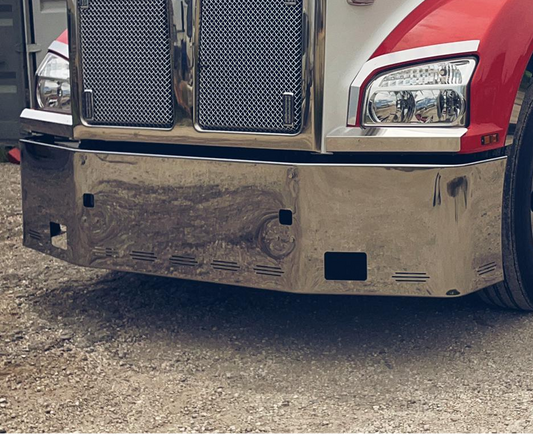 Bumper 20" Chrome Kenworth T800/T880 (2004+) w/ Tow, Fog & 9 Hidden Light Holes. (FN)
