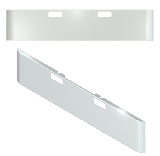 Bumper 20" Chrome Peterbilt 359 (1967-1986) & 352 Cabover (1967 - 1980) Square Rolled Hand End w/ Tow Holes Only.