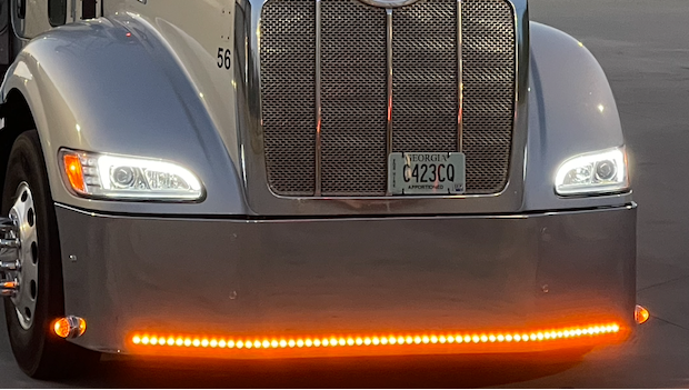 Bumper 20" Chrome Peterbilt 386 W/ 61 Button Light Holes