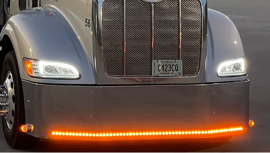 Bumper 20" Chrome Peterbilt 386 W/ 61 Button Light Holes