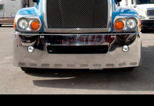 Bumper 22" Chrome Freightliner Century (1996-2004) w/ Tow, Round Fog & Hidden Light Holes
