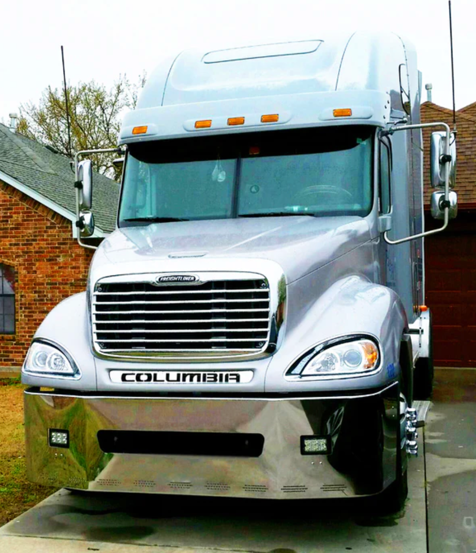 Bumper 22" Chrome Freightliner Century (2005-2007) Columbia (2003-2007) w/ Tow, Rectangular Fog & 11 Hidden Light Holes