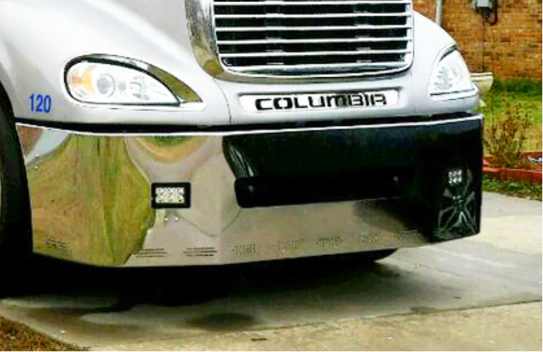 Bumper 22" Chrome Freightliner Century (2005-2007) Columbia (2003-2007) w/ Tow, Rectangular Fog & 11 Hidden Light Holes