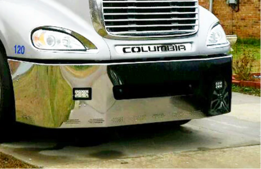 Bumper 22" Chrome Freightliner Century (2005-2007) Columbia (2003-2007) w/ Tow, Rectangular Fog & 11 Hidden Light Holes
