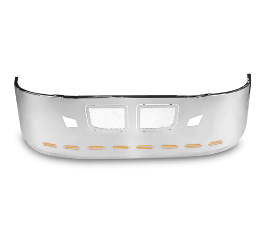 Bumper 22" Chrome Kenworth T660 (2007-2016) Aerodynamic, Grille Installed, Air Vent, Tow & 10 Hidden Light Holes
