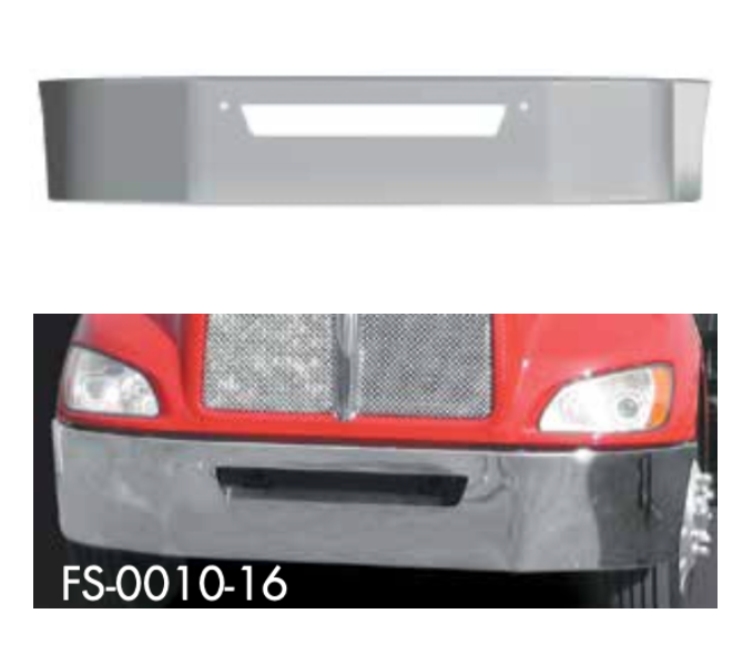 Bumper Chrome 16" Set Back Axle Kenworth T270, T370 (2008 & Newer) with 3/4" light cut out