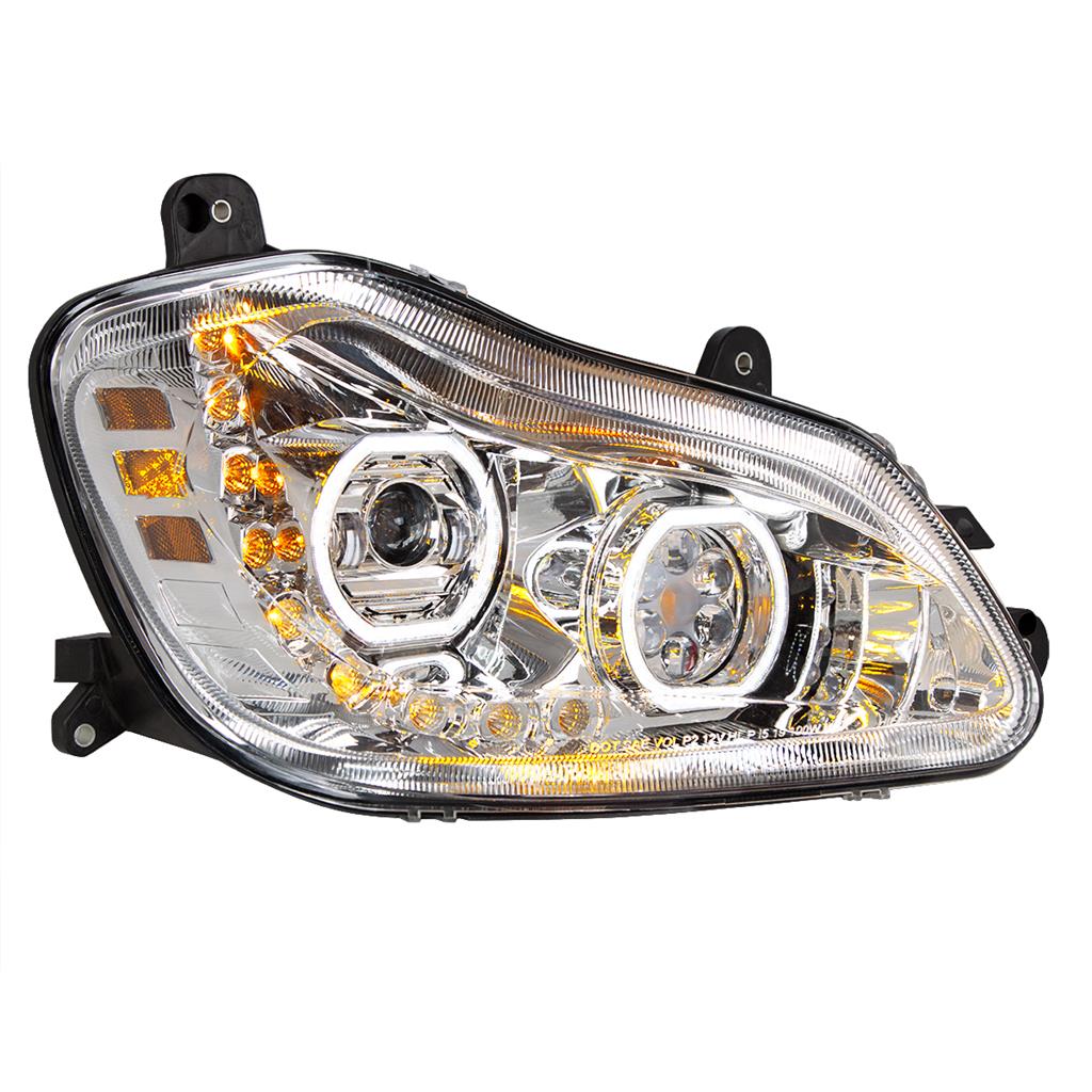 Chrome 10 LED Headlight for (2013-2021) Kenworth T680 - Passenger Side