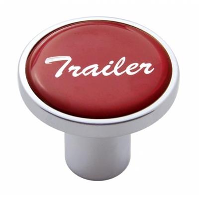 Chrome Air Valve Knob W/ Glossy "Trailer" Sticker - Red