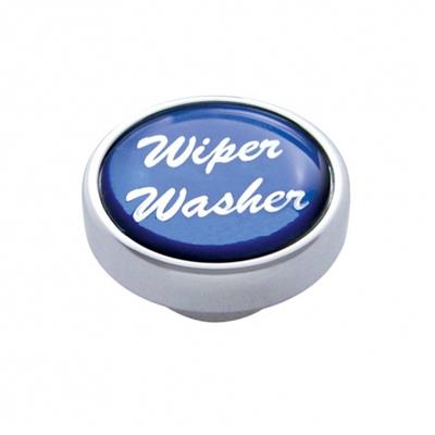 Chrome Air Valve Knob W/ Glossy "Wiper/Washer" Sticker - Blue