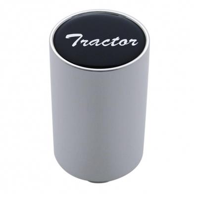 Chrome Aluminum 3" Air Valve Knob W/ Glossy "Tractor" Sticker - Black.