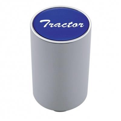 Chrome Aluminum 3" Air Valve Knob W/ Glossy "Tractor" Sticker - Blue.