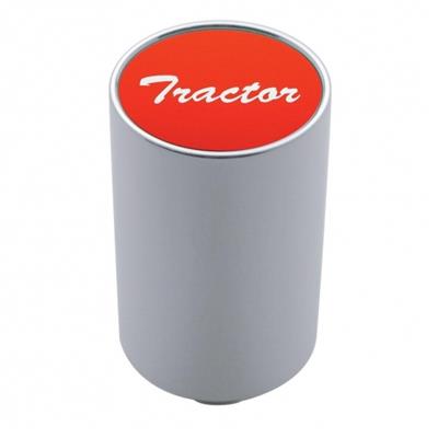 Chrome Aluminum 3" Air Valve Knob W/ Glossy "Tractor" Sticker - Red