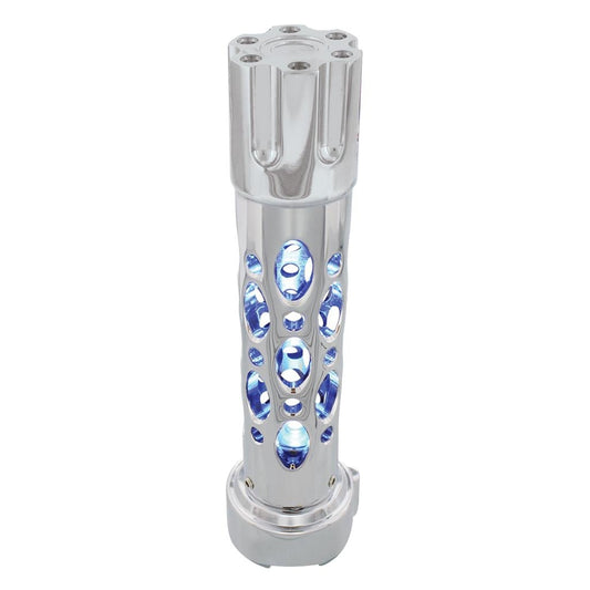 Chrome ''Austin'' 9/10 Speed Gun Cylinder Gearshift Knob w/ High Power LED - Blue