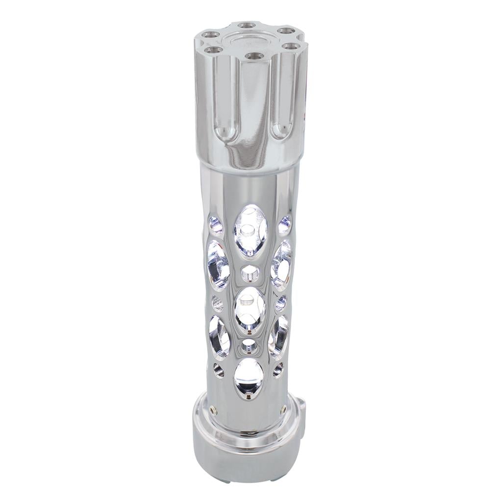 Chrome ''Austin'' 9/10 Speed Gun Cylinder Gearshift Knob w/ High Power LED - White