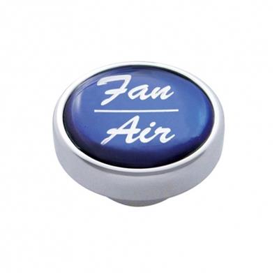 Chrome Dash Knob W/ Glossy "Fan/Air" Sticker - Blue