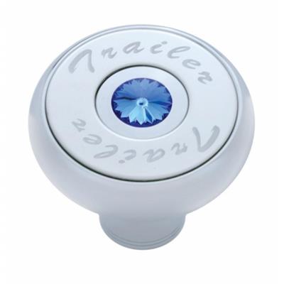 Chrome Deluxe Air Valve Knob With Stainless Steel "Trailer" Plaque & Diamond - Blue.