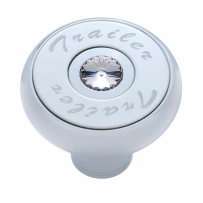 Chrome Deluxe Air Valve Knob With Stainless Steel "Trailer" Plaque & Diamond - Clear