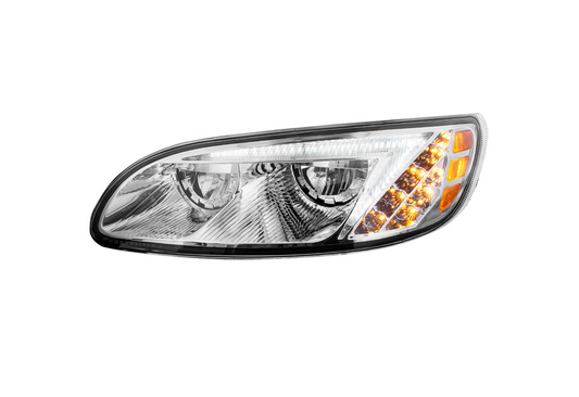 CHROME LED HEADLIGHT FOR PETERBILT 386 (2005-2015) & 387 (1999-2010) / 335 (2005 - 2010) - DRIVER