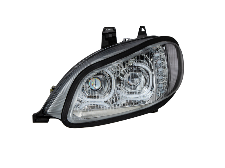 CHROME LED PROJECTION HEADLIGHT ASSEMBLY FOR 2003-2024 FREIGHTLINER M2- DRIVER