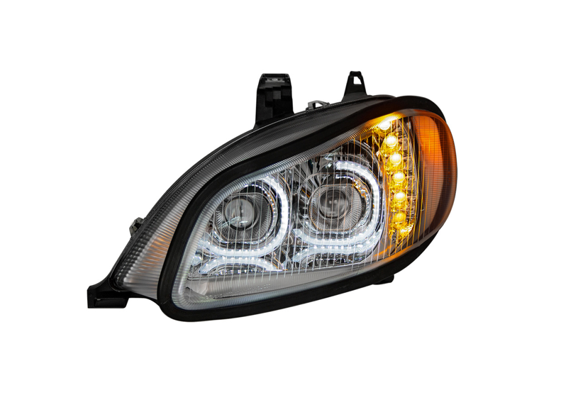 CHROME LED PROJECTION HEADLIGHT ASSEMBLY FOR 2003-2024 FREIGHTLINER M2- DRIVER