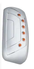Chrome Mirror Cover KW T600 & T660 6 LED Turn Signal 3/4" Lights Amber/Amber (Driver Side)