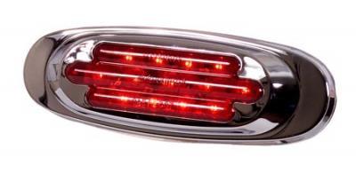 Chrome Oval Red Clearance Marker Light LED