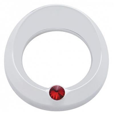 Chrome Peterbilt Speed/Tachometer Gauge Cover W/ Visor & Diamond - Red