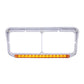 Chrome Plastic 14 Amber Led Rectangular Headlight Bezel W/ Visor