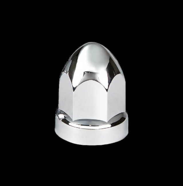 Chrome Plastic 33Mm X 2 3/4" Bullet Push-On Nut Cover W/ Large Flange