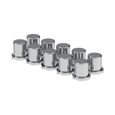Chrome Plastic 3/4" X 1 1/4" Flat Top Nut Cover Push-On (10 Pack)