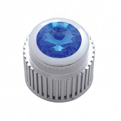 Chrome Plastic Control Dial Knob W/ Diamond - Blue