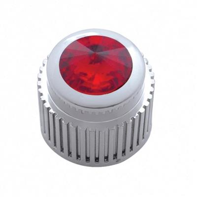 Chrome Plastic Control Dial Knob W/ Diamond - Red