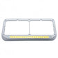 Chrome Plastic Dual Headlight Bezel W/ 19 Amber Led 12" Reflector Light Bar - Clear Lens