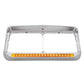 Chrome Plastic Dual Headlight Bezel W/ Visor W/ 19 Amber Led 12"