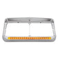 Chrome Plastic Dual Headlight Bezel W/ Visor W/ 19 Amber Led 12" Reflector Light Bar - Amber Lens