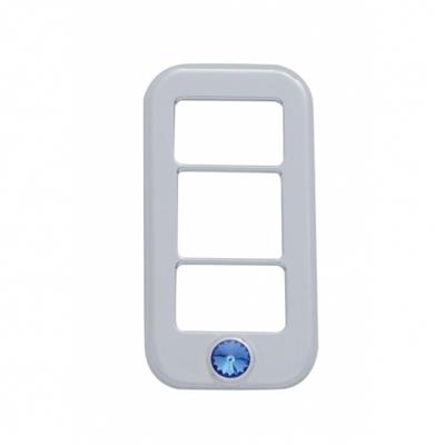 Chrome Plastic Freightliner 3 Opening Rocker Switch Cover W/ Diamond - Blue (3-pack)