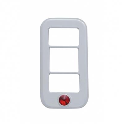 Chrome Plastic Freightliner 3 Opening Rocker Switch Cover W/ Diamond - Red (3-pack)