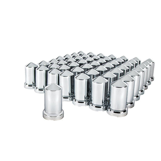 Chrome Plastic Pointed Nut Covers With Flange 33mm X 3-3/16" - Push-On