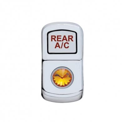 Chrome Plastic "Rear A/C" Rocker Switch Cover W/ Diamond - Amber