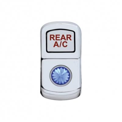Chrome Plastic "Rear A/C" Rocker Switch Cover W/ Diamond - Blue