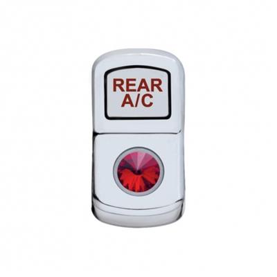 Chrome Plastic "Rear A/C" Rocker Switch Cover W/ Diamond - Red