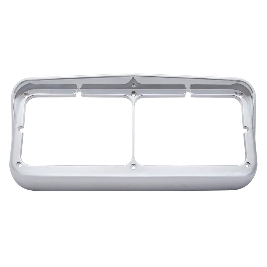 Chrome Plastic Rectangular Dual Headlight Bezel W/ Visor