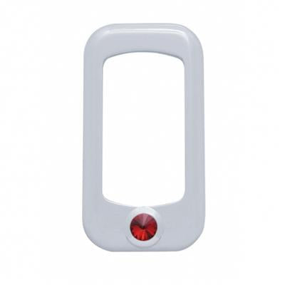 Chrome Plastic Rocker Switch Trim W/ Diamond Peterbilt/Kenworth - Red