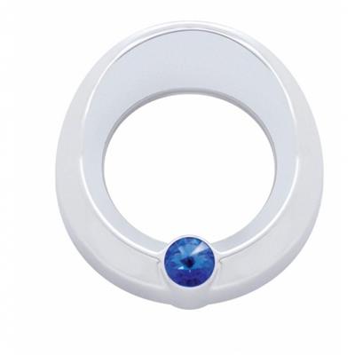 Chrome Plastic Universal Small Gauge Cover W/ Visor & Diamond - Blue
